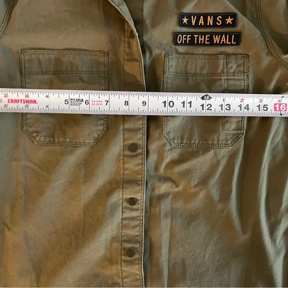 Mens size small Vans Off The Wall Classic Fit Military Green Button Jacket - Picture 6 of 6